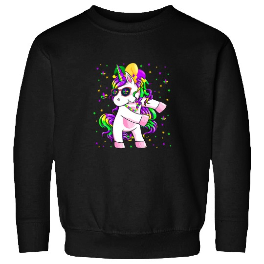 Unicorn Pet Mardi Gras Flossing Unicorn Jester Hat Bead Costume Women 1 Sweatshirts