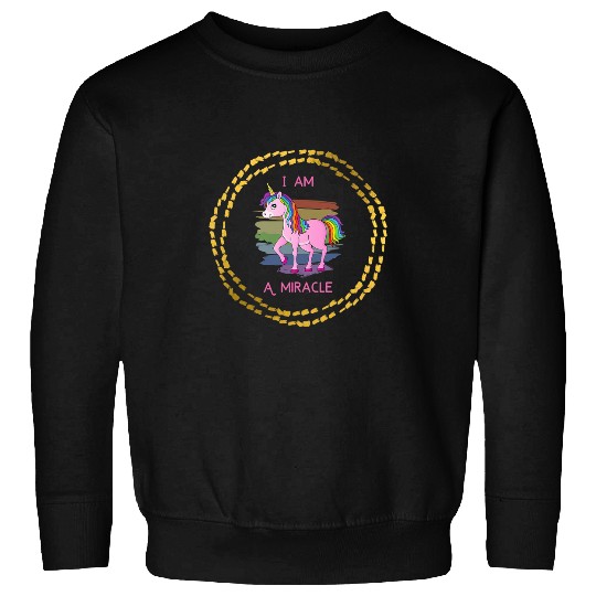 Unicorn Pet Kids I am a miracle unicorn rainbow girl pink gold glitter Sweatshirts