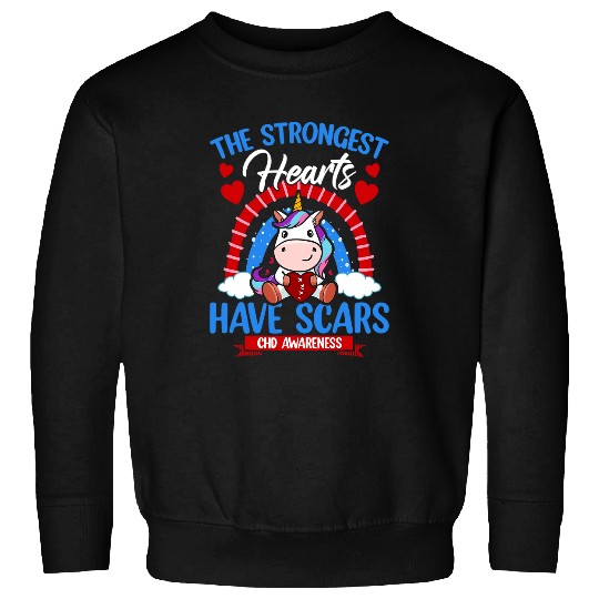 Unicorn Pet The Strongest Hearts Have Scars CHD Awareness Cute Unicorn 3 Sweatshirts