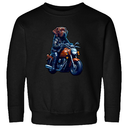 Cute brown labrador drives motorcycle at Christmas Sweatshirts