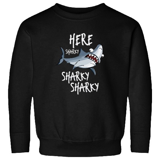 Fishing Fun Here Sharky Fisherman Shark Fin Deep Sea Fishing Rod Angler Sweatshirts
