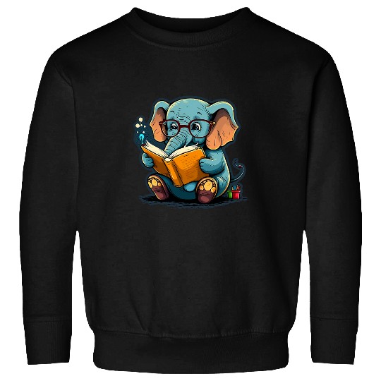 Book Fun Sweet Baby Elephant Glasses Book Read Book Readers Reader 2 Sweatshirts