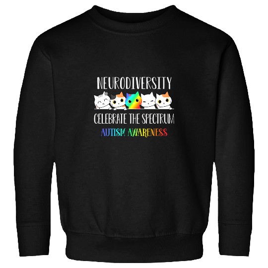 Autism Puzzle Neurodiversity  Cat Autism Spectrum ASD ADHD Rainbow Sweatshirts