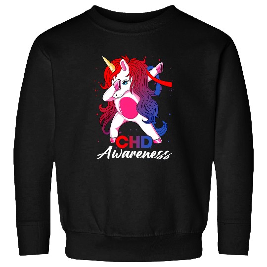 Unicorn Pet  Unicorn With Red Blue Ribbon CHD Awareness Month Sweatshirts