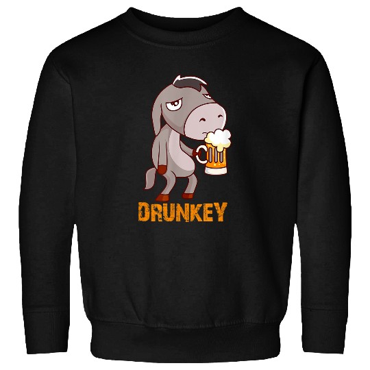 Donkey Pet Drunkey Funny Donkey with Beer Alcohol Horse Mule Sweatshirts