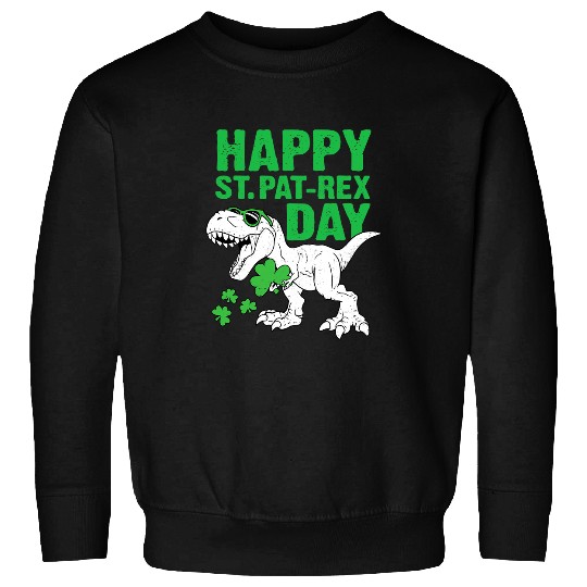 Dinosaur Pet Cute Happy St Pat rexs Day St Patricks Dinosaur Toddler Boys Sweatshirts