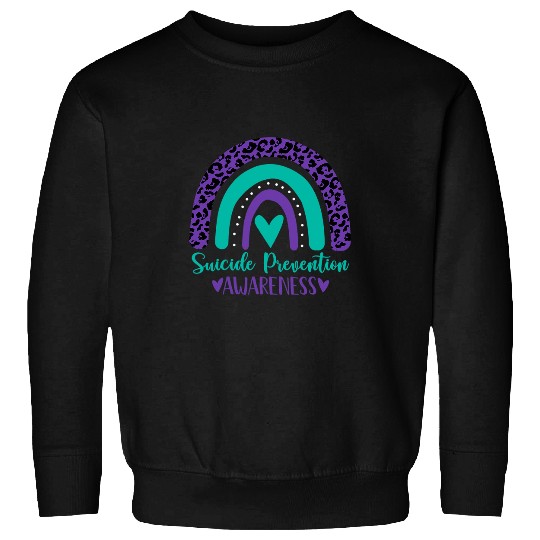 suicides Prevention 988 we wear Teal 2Purple rainbow Sweatshirts