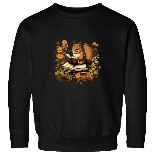 Book Fun Cottagecore Squirrel Reading Aesthetic Book Outfit for Women Sweatshirts