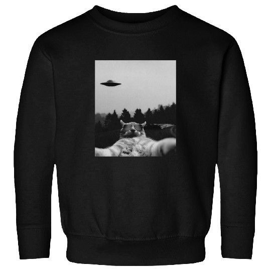 Aliens UFO Funny Cat Galaxy Cat Tee Cat Graphic Tee Vintage Sweatshirts