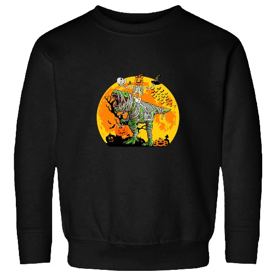 Dinosaur Pet Skull Riding Mummy Dinosaur T rexs For Boys Kids Halloween 3 Sweatshirts