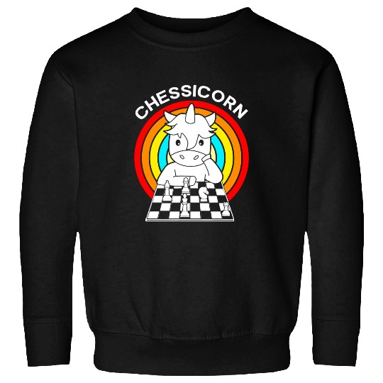 Unicorn Pet Funny Chess Players Rainbow Unicorn Chess Chessicorn Sweatshirts