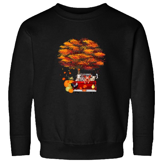 Chicken Pet Funny Cow Chicken Pig Truck Autumn Fall Vibes Thanksgiving Sweatshirts