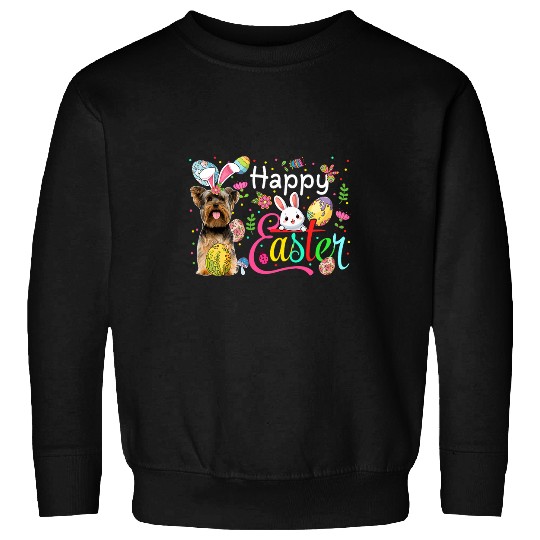Happy Easter Yorkshire Terrier Cosplay Bunny Chocolate Eggs Sweatshirts