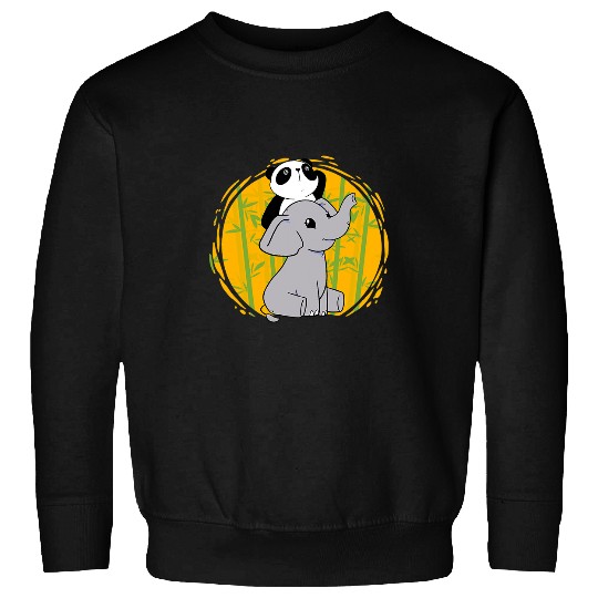 Elephant Mammal Panda Bear Adorable Friendship Animal Lover Cute Bears Sweatshirts