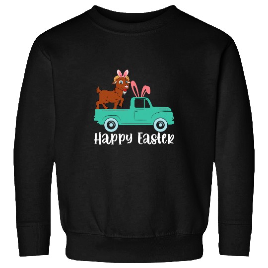 Goats Pet Happy Easter Goats Bunny Riding Truck Boys Toddler Sweatshirts