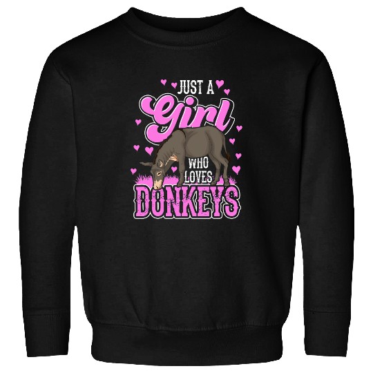 Donkey Pet Farmer Girls Women Hearts Farm Animal Lover Funny Sweatshirts