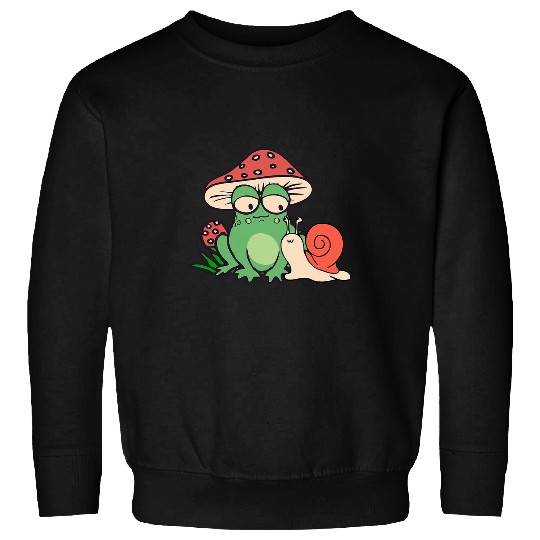 Frog Pet Cottagecore Kawaii Frog Goblincore Snail Mushroom Aesthetic Sweatshirts