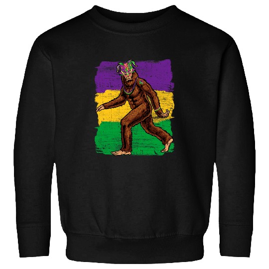 Bigfoot Pet Mardi Gras Jester Bigfoot Sasquatch Cryptid Cryptozoologists Sweatshirts