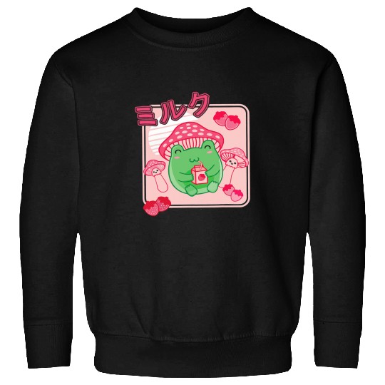Frog Pet Cute Cottagecore Frog Strawberry Retro 90s Kawaii Aesthetic Sweatshirts