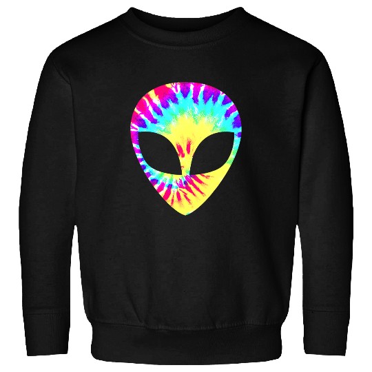 Aliens UFO Trippy Alien Hippie Rainbow Hippie Face Sweatshirts