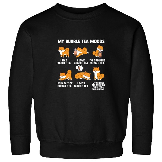 Shiba Inu Pet My Bubble Tea Moods Shiba Inu Dog Boba Tea Sweatshirts