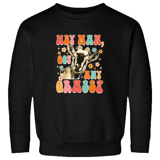 Goats Pet Hey Man Got Any Grass Funny Goats Lover Goats Mom Farm Groovy Sweatshirts