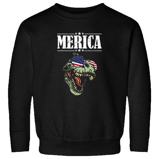 Dinosaur Pet TRex Tyrannosaurus USA Patriotic 4th of July Boys Outfit Sweatshirts