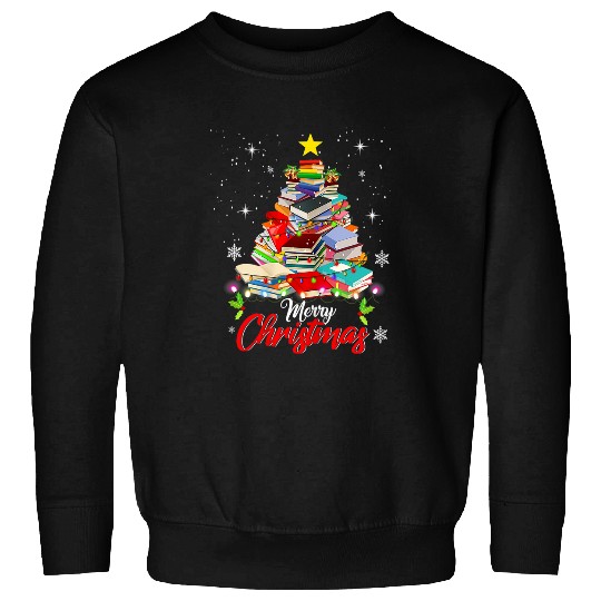 Book Fun Merry Christmas Tree Love Reading Books Librarian Nerd 3 Sweatshirts