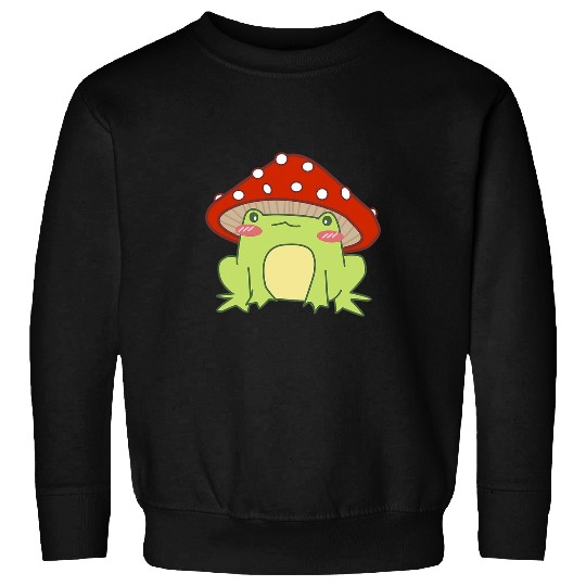 Frog Pet CottagefCore Aesthetic Gifts Cute Frog With Mushroom Hat Sweatshirts