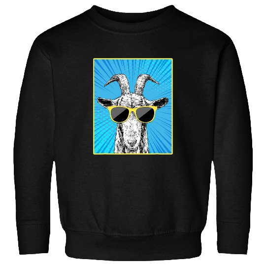 Goats Pet Portrait Pop Art Farm Animal with Sunglasses Sweatshirts