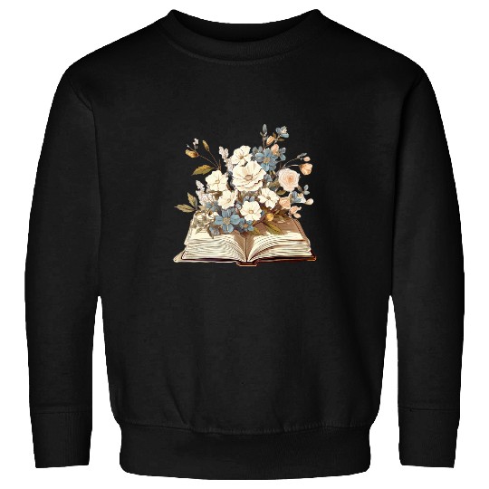 Book Fun Cute Cottagecore Aesthetic Wildflowers Flowers Sweatshirts