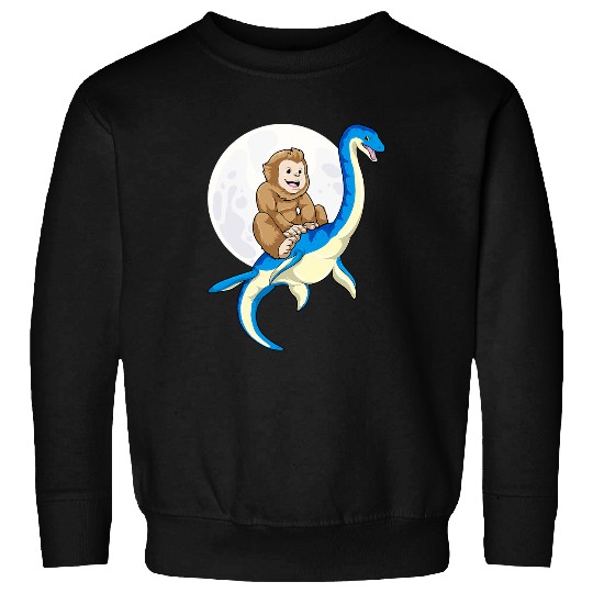 Bigfoot Pet Sasquatch Riding The Loch Ness Monster Cryptozoology Sweatshirts