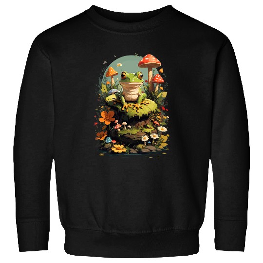 Frog Pet Aesthetic Cottagecore Fairycore Floral Mushroom Fungi Sweatshirts