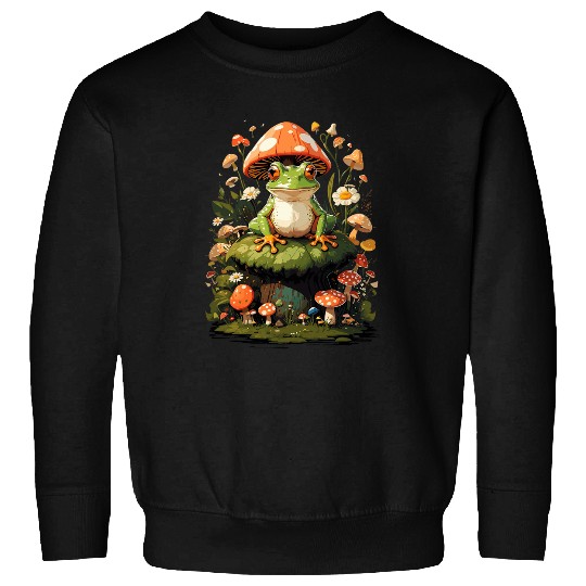 Frog Pet Aesthetic Cottagecore Fairycore Floral Fungi Mushroom Sweatshirts