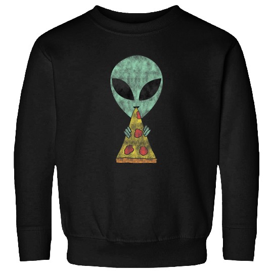 Aliens UFO Trendy Alien Eating Pizza Sweatshirts