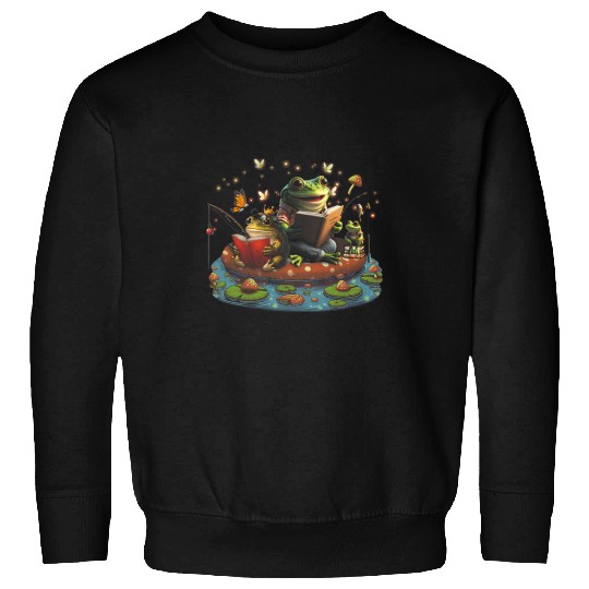 Book Fun Frog Toad Fishing vintages Classic Book Frog Reading Book 2 Sweatshirts