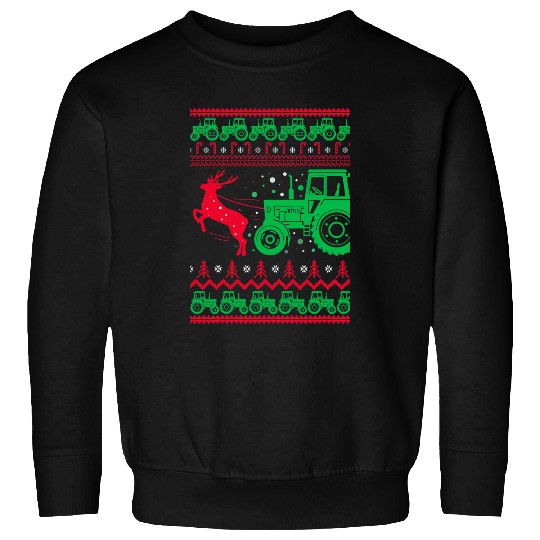 Tractor Fun driving kDGE Merry xmass Christmas Reindeer Sleigh Tractor Farm Noel Sweatshirts