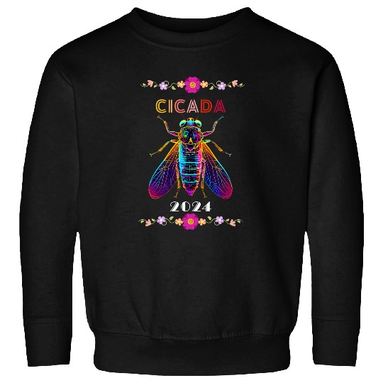 Floral Cicada Insect Bug Colorful Entomology Entomologist Sweatshirts