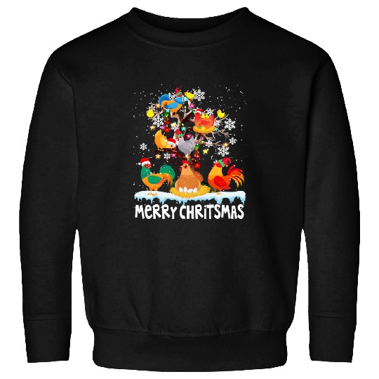Chicken Pet Merry Christmas Chicken Santa ELF Reindeer Chickens On Tree Sweatshirts