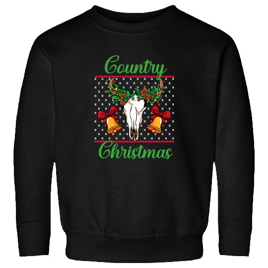 Cow Pet Christmas Cow Skull Western Ugly Christmas Country Sweatshirts
