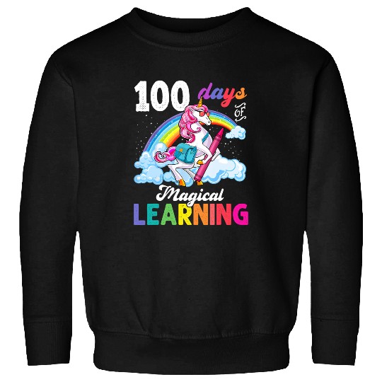 Unicorn Pet 100 Days of Magical Learning Unicorn Rainbow 100 Days Sweatshirts