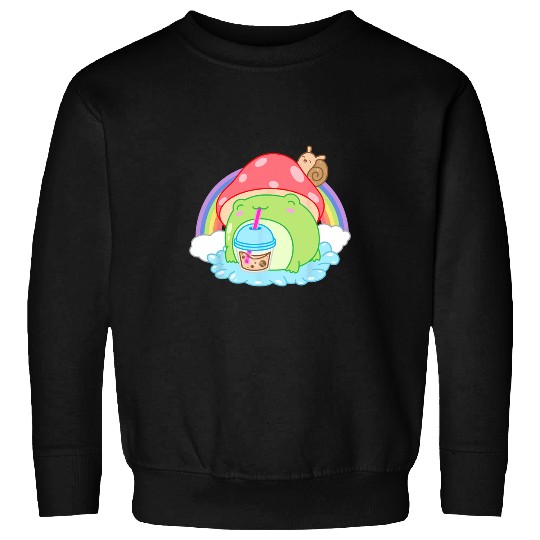 Frog Pet Cute Cottagecore Frog Boba Tea Bubble Retro Kawaii Aesthetic Sweatshirts