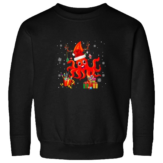 Squid Pet Christmas Squid Funny Reindeer Santa Squid Lover Gifts Sweatshirts