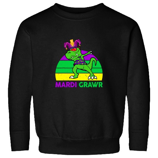 Dinosaur Pet Mardi Gras TRex Mardi Grawr Dinosaur Toddler Kids Sweatshirts
