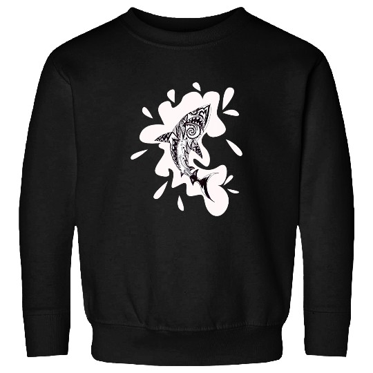 Shark Pet Patterned exotic shark artwork black and white Mehndi Sweatshirts