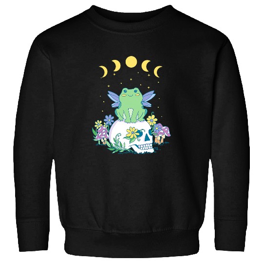 Frog Pet Cute Fairycore Aesthetic Dark Academia Moon Cottagecore Sweatshirts