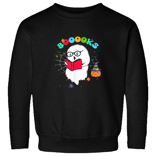 Book Fun cute ghosts book reading teacher school halloween 3 Sweatshirts