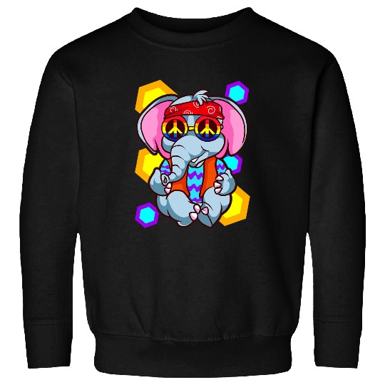 Elephant Mammal Retro Hippie Peace Elephant Love Animals Sweatshirts