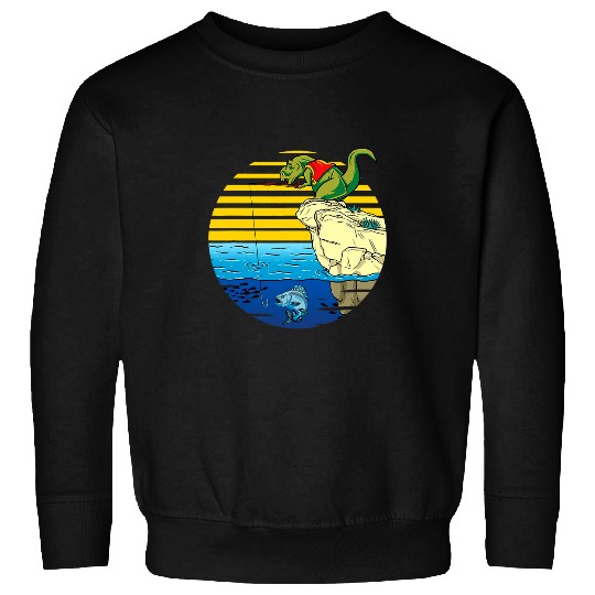 Dinosaur Pet Fisherman TRex Fishing Bass Fish Dino Sweatshirts