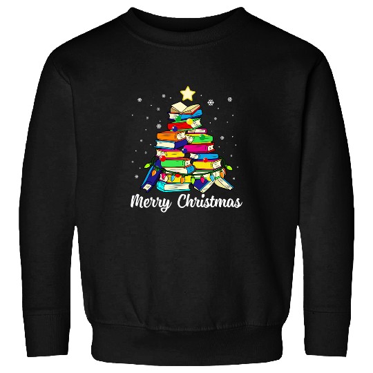 Book Fun Merry Christmas Tree Love reading books Librarian 8 Sweatshirts